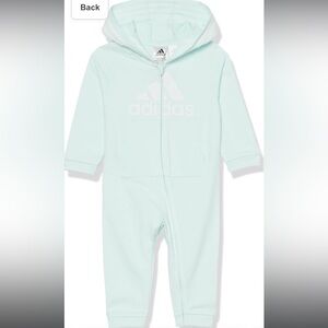 3M Adidas Baby Zip-up Mint Footless Jumpsuit